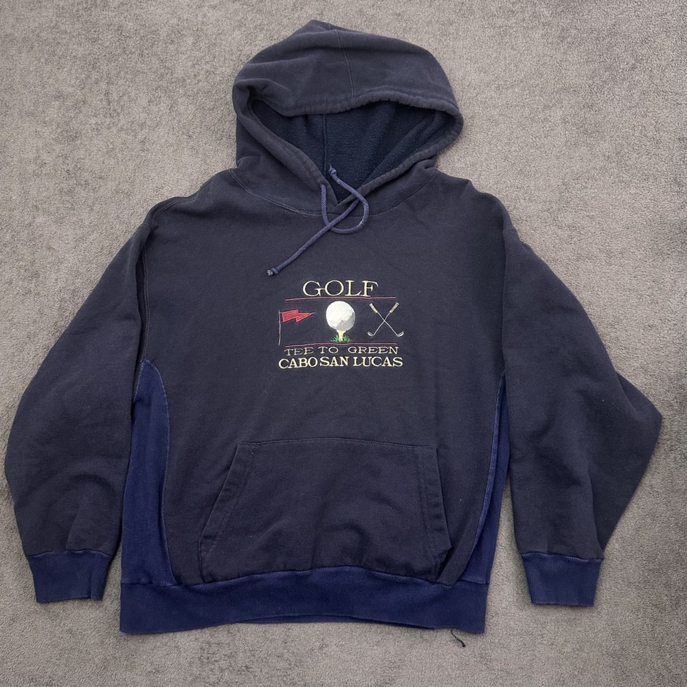 vintage 90s golf hoodie pullover tee to green mens size medium LE BEST